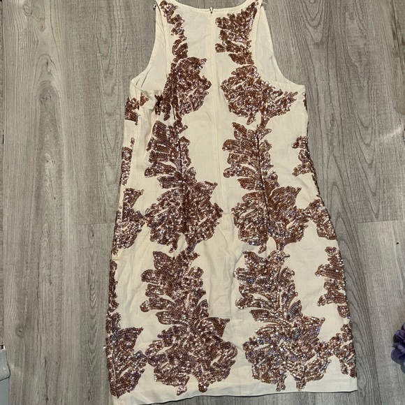 HP 9/22 ๐๐๐ EUC J.Crew cream linen & copper sequin sheath dress, size 4 - Picture 4 of 7